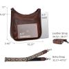 image:imageIswee Crossbody Bags for Women Genuine Leather Purses Vintage Shoulder Handbags Travel Cross Body Bag with Boho StrapCoffee