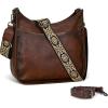 image:imageIswee Crossbody Bags for Women Genuine Leather Purses Vintage Shoulder Handbags Travel Cross Body Bag with Boho StrapCoffee