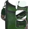 image:imageIswee Crossbody Bags for Women Genuine Leather Purses Vintage Shoulder Handbags Travel Cross Body Bag with Boho StrapGreen
