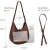 image:imageIswee Genuine Leather Purses for Women Retro Shoulder Bag Hobo Crescent Purse Wide Shoulder Strap Purse