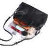 image:imageIswee Genuine Leather Satchel Tote Bag Top Handle Handbag Designer Shoulder Bag Large Capacity Cross Body BagBlack