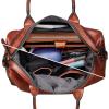 image:imageIswee Genuine Leather Satchel Tote Bag Top Handle Handbag Designer Shoulder Bag Large Capacity Cross Body BagBrown