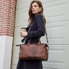 image:imageIswee Genuine Leather Satchel Tote Bag Top Handle Handbag Designer Shoulder Bag Large Capacity Cross Body BagCoffee