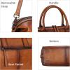 image:imageIswee Genuine Leather Satchel Tote Bag Top Handle Handbag Designer Shoulder Bag Large Capacity Cross Body BagLight Brown