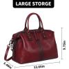 image:imageIswee Genuine Leather Satchel Tote Bag Top Handle Handbag Designer Shoulder Bag Large Capacity Cross Body BagWine