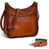 image:imageIswee Genuine Leather Shoulder Bag Functional Crossbody Purse for Travel with Long Shoulder Strap Boho Style