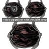 image:imageIswee Genuine Leather Shoulder Bags Purses and Handbags for Women Satchel Designer Cross Body Hobo Medium Size ToteGray