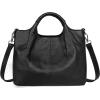 image:imageIswee Genuine Leather Top Handle Purse Satchel Bag Designer Shoulder Bag Tote Ladies Crossbody Bag for WomenBlack