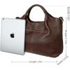 image:imageIswee Genuine Leather Top Handle Purse Satchel Bag Designer Shoulder Bag Tote Ladies Crossbody Bag for WomenCoffee