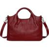image:imageIswee Genuine Leather Top Handle Purse Satchel Bag Designer Shoulder Bag Tote Ladies Crossbody Bag for WomenWine