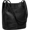 image:imageIswee Genuine Leather Tote Bucket Bags Hobo Shoulder Bags Purse and Handbags for Women TrendyBlack