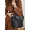 image:imageIswee Genuine Leather Tote Bucket Bags Hobo Shoulder Bags Purse and Handbags for Women TrendyBlack