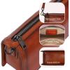 image:imageIswee Leather Bag Crossbody Bag for Woman Purses and Handbag Shoulder Bags Medium Pocketbooks Detachable Long Straps SatchelBrown