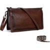image:imageIswee Leather Bag Crossbody Bag for Woman Purses and Handbag Shoulder Bags Medium Pocketbooks Detachable Long Straps SatchelCoffee