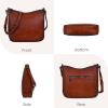 image:imageIswee Leather Crossbody Bag for Women Purses and Handbags Adjustable Shoulder Purse Pocketbooks Travel Hobo Work Tote DailyRed Brown