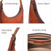 image:imageIswee Leather Crossbody Bags for Women Hobo Bag Lightweight Designer Shoulder Handbags Stylish Crescent PurseBrown