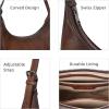 image:imageIswee Leather Crossbody Bags for Women Hobo Bag Lightweight Designer Shoulder Handbags Stylish Crescent PurseCoffee