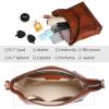 image:imageIswee Leather Crossbody Bags for Women Shoulder Handbag Genuine Purse and handbag Medium Size hobo Shoulder SatchelBrown