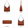 image:imageIswee Leather Crossbody Bags for Women Shoulder Handbag Genuine Purse and handbag Medium Size hobo Shoulder SatchelBrown
