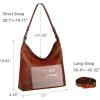 image:imageIswee Leather Crossbody Bags for Women Shoulder Handbag Genuine Purse and handbag Medium Size hobo Shoulder SatchelBrown