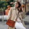 image:imageIswee Leather Crossbody Bags for Women Shoulder Handbags and Purses with Multi Pocket and Two Straps Travel Satchel MediumBrown
