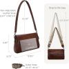 image:imageIswee Leather Crossbody Bags for Women Shoulder Handbags and Purses with Multi Pocket and Two Straps Travel Satchel MediumCoffee