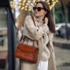 image:imageIswee Leather Crossbody Bags for Women Shoulder Handbags and Purses with Multi Pocket and Two Straps Travel Satchel MediumCoffee
