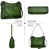 image:imageIswee Leather Crossbody Bags for Women Shoulder Purse Medium Hobo Genuine Leather Satchel Purses and HandbagsGreen