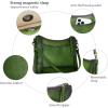 image:imageIswee Leather Crossbody Bags for Women Shoulder Purse Medium Hobo Genuine Leather Satchel Purses and HandbagsGreen