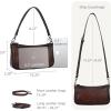 image:imageIswee Leather Crossbody Bags for Women Small Designer Shoulder Bag Hobo Purse Satchel Handbags with Two StrapsCoffee