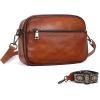 image:imageIswee Leather Crossbody Bags for Women Vintage Shoulder Bag Small Satchel Purse Zippered Purse with Adjustable StrapBrown