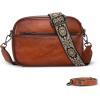 image:imageIswee Leather Crossbody Bags for Women Vintage Shoulder Bag Small Satchel Purse Zippered Purse with Adjustable StrapBrown