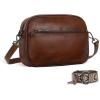 image:imageIswee Leather Crossbody Bags for Women Vintage Shoulder Bag Small Satchel Purse Zippered Purse with Adjustable StrapCoffee