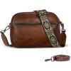 image:imageIswee Leather Crossbody Bags for Women Vintage Shoulder Bag Small Satchel Purse Zippered Purse with Adjustable StrapCoffee