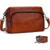 image:imageIswee Leather Crossbody Purses for Women Shoulder Handbags with Pockets Satchel Purse Stylish Cross Body Bag for TravelBrown
