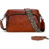 image:imageIswee Leather Crossbody Purses for Women Shoulder Handbags with Pockets Satchel Purse Stylish Cross Body Bag for TravelBrown