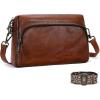 image:imageIswee Leather Crossbody Purses for Women Shoulder Handbags with Pockets Satchel Purse Stylish Cross Body Bag for TravelCoffee