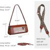 image:imageIswee Leather Purses for Women Crossbody Bag Vintage Flap Saddle Purse Zipper Womens Shoulder Handbags with 3 StrapsBrown