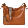 image:imageIswee Leather Purses for Women Designer Crossbody Bags Zippered MultiPocket Shoulder Handbags with Adjustable Wide StrapBrown