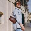 image:imageIswee Leather Purses for Women Small Cossbody Bags Multi Pockets Shoulder Purse Vintage Satchel Bag Daily Travel PursesBrown