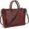 image:imageIswee Retro Leather Purse Tote Bag for Women Crossbody Purse and Handbags Shoulder Bags Large Top Handle Satchel BagsBrown