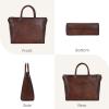image:imageIswee Retro Leather Purse Tote Bag for Women Crossbody Purse and Handbags Shoulder Bags Large Top Handle Satchel BagsCoffee