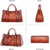 image:imageIswee Satchel Bags for Women Genuine Shoulder Bag Leather Handbags Hobo Crossbody Bags Vintage Purse Tote BagDark Brown
