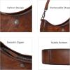 image:imageIswee Shoulder Crescent Bag Crossbody Genuine Leather Purses for Women Handbags Trendy Satchel Designer Half Moon PocketbooksCoffee