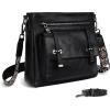 image:imageIswee Soft Leather Crossbody Bags for Women Shoulder Handbags Multi Pocket Travel Purse with Adjustable Strap Medium SizeBlack