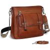 image:imageIswee Soft Leather Crossbody Bags for Women Shoulder Handbags Multi Pocket Travel Purse with Adjustable Strap Medium SizeBrown