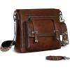 image:imageIswee Soft Leather Crossbody Bags for Women Shoulder Handbags Multi Pocket Travel Purse with Adjustable Strap Medium SizeCoffee