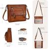 image:imageIswee Soft Leather Crossbody Bags for Women Shoulder Handbags Multi Pocket Travel Purse with Adjustable Strap Medium SizeLight Brown