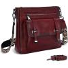 image:imageIswee Soft Leather Crossbody Bags for Women Shoulder Handbags Multi Pocket Travel Purse with Adjustable Strap Medium SizeWine