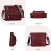 image:imageIswee Soft Leather Crossbody Bags for Women Shoulder Handbags Multi Pocket Travel Purse with Adjustable Strap Medium SizeWine